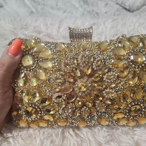 Elegant Gold Crystal Clutch